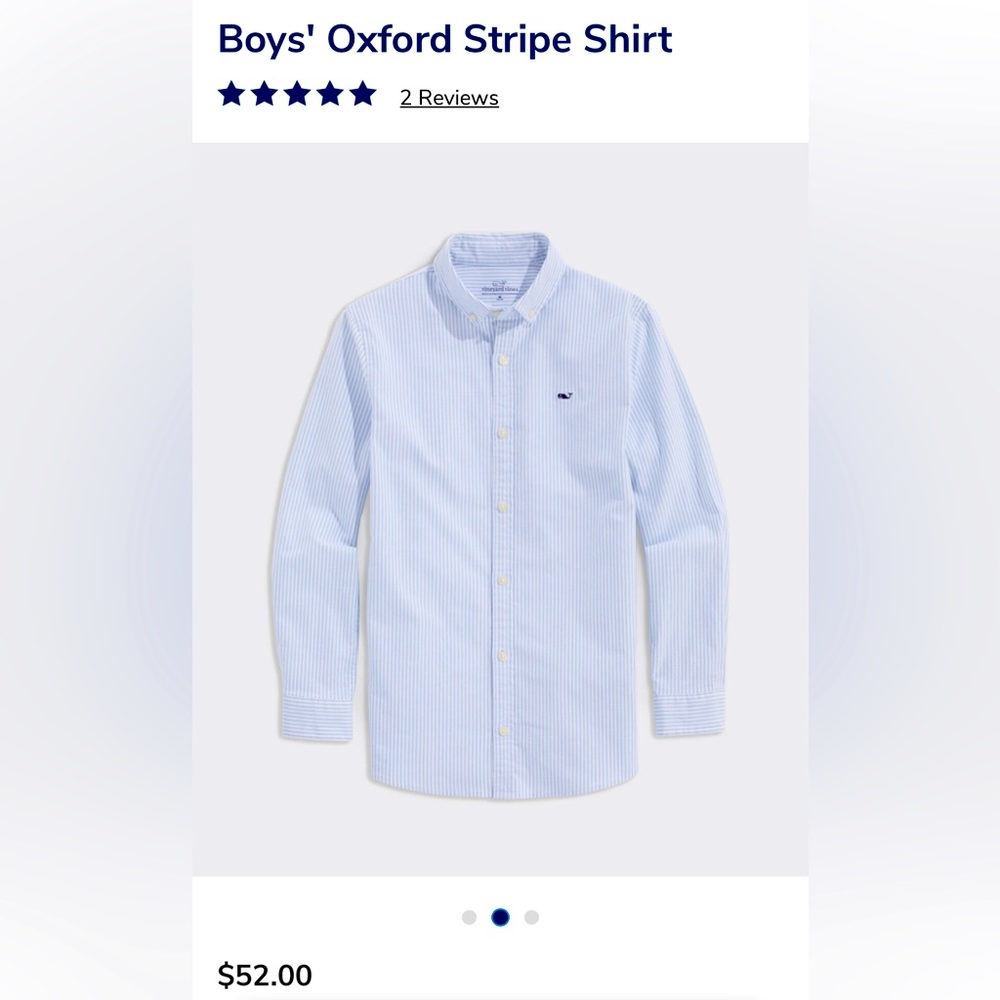 Vineyard Vines Boys' Oxford Stripe Button down Dress Shirt Size L/16